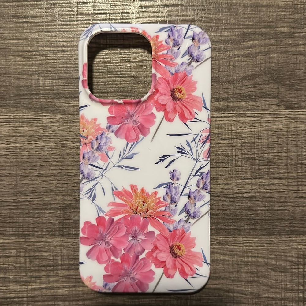 Pink and White Floral Phone Case with Watercolor Design